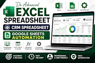 do advanced excel spreadsheet, crm spreadsheet and google sheets automation