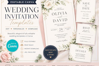 design editable canva wedding invitation template save the date rsvp