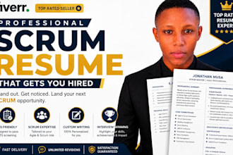 write a scrum master executive resume and CV from scratch