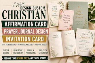 design custom christain affirmation card prayer journal design invitation card