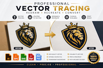 vector trace, redraw logo, convert image to vector, vectorize and redesign