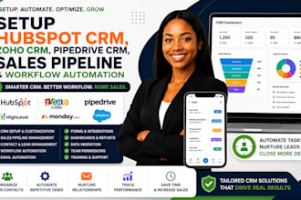 setup hubspot CRM, zoho CRM, pipedrive CRM, sales pipeline, workflow automation