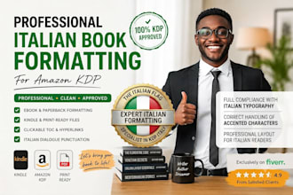 do italian book formatting and kdp layout design for paperback and ebook