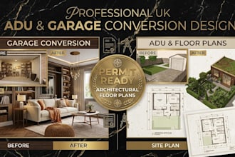 design, redesign garage conversion, adu permit and ready architecture floor plan