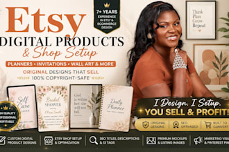design etsy digital product etsy shop setup etsy seo etsy listing etsy pod