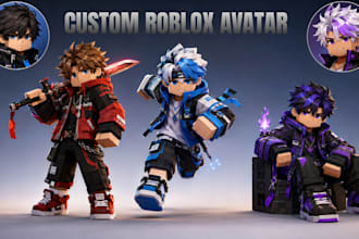 draw roblox avatar, minecraft character, anime  roblox game character, pfp art