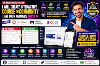 create interactive course or community for buddypress, mighty network, skool
