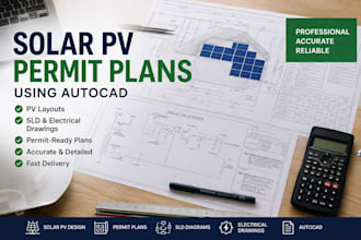 design solar pv permit plans, sld and autocad electrical drawings