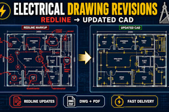 revise electrical drawings from redline markups in autocad