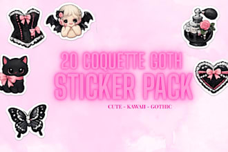 create cute coquette goth aesthetic ai sticker packs
