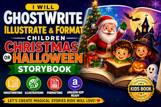 ghostwrite illustrate and format children christmas or halloween story book