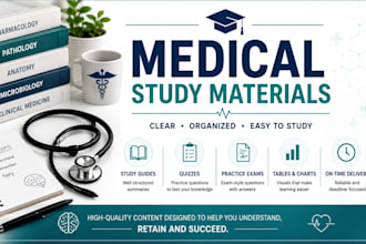 create medical study guides, quizzes, exams and educational materials