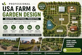design USA farm garden, homestead, orchard and landscape plans