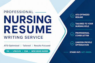 write medical resume for registered nurse, pharma, biotech, doctor
