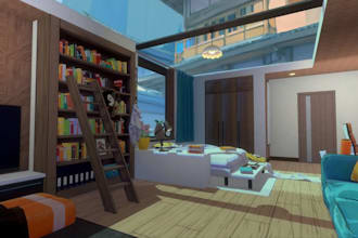 do 3d custom vrchat world, vrc world environment, vrchat house interior design
