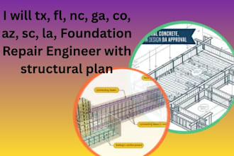 tx, fl, nc, ga, co, az, sc, la, foundation repair engineer with structural plan