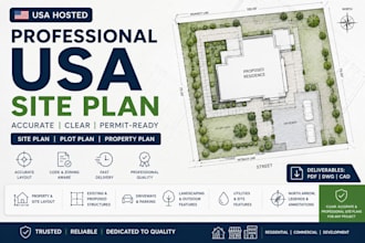 create a professional USA site plan, plot plan and property plan