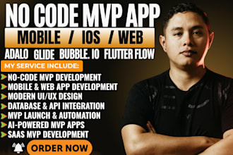 build no code app glide bubble io adalo flutterflow flutter mobile app developer