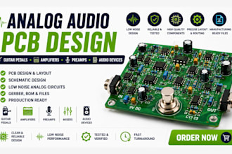 design audio pcb for guitar pedals, amplifiers preamps audio electronic devices