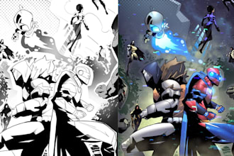 illustrate your action, superhero, or webtoon script into a manga comic
