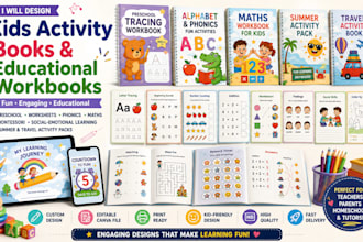 design kids activity book, preschool worksheets and educational workbook  etsy