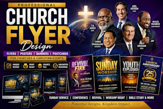 design an amazing church flyers, banners, posters, postcards and event graphics