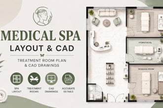 design medical spa layout, treatment room plan cad drawings