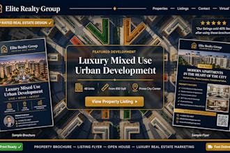 design real estate property listing brochure and rental flyer for agents