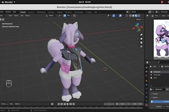 create custom vrchat avatar 3d model vtuber furry avatar with unity rigging