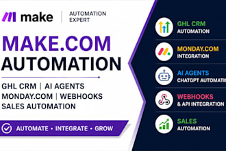 make com automation ai agent ghl CRM automation monday com integration webhooks