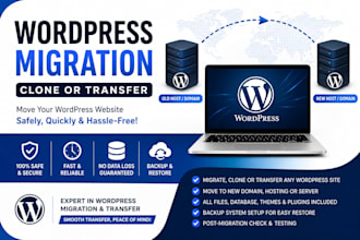 migrate wordpress website, transfer hosting, backup, clone or move your wp site