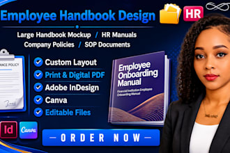 design employee handbooks, company manuals, and HR document