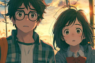 draw anime couple illustration