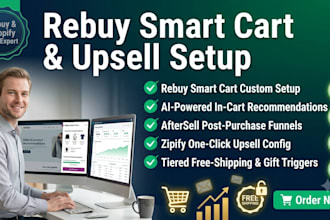 setup rebuy smart cart, upsell, aftersell, zipify for shopify
