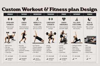 create custom workout plan, fitness plan, training program for goals