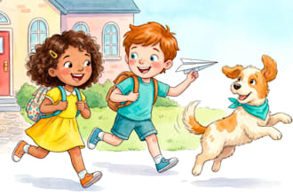 christian children story book illustration, christian children book illustration