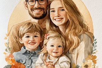 paint a family or couple portrait, hand drawn, naoi