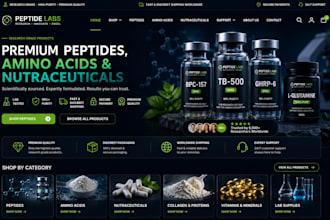 build peptide, amino acid website, nutraceutical supplement store website