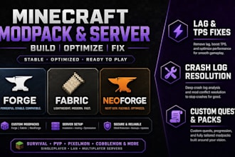 create a custom minecraft modpack or optimize your forge and fabric server
