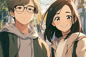 draw cool anime couple for you