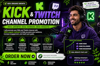 do organic  twitch and kick channel promotion for organic growth