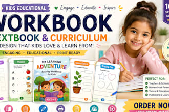 design kid educational workbook,textbook,curriculum,learning material,worksheet