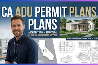 do ca adu permit plans with architectural and structural drawings mep design