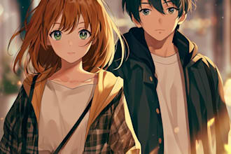 make a anime couple character art anime style
