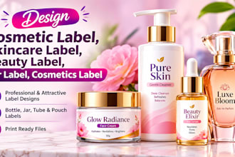design cosmetic label, skincare label, jar label, beauty and cosmetics label