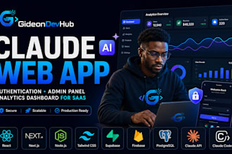 claude web app with authentication, admin panel and analytics dashboard for saas