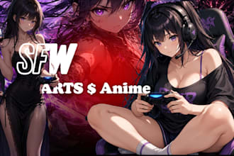 draw sfw anime, fan art with ocs and nsfw art with furry nsfw