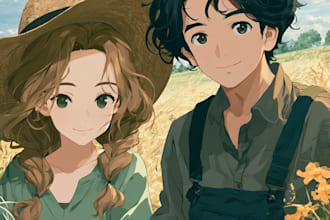 draw a anime couple character art anime