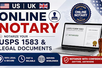 notarize your usps 1583 and legal documents, US UK online notary