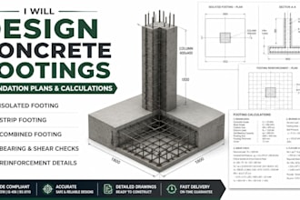 design concrete footings with foundation plans and calculations